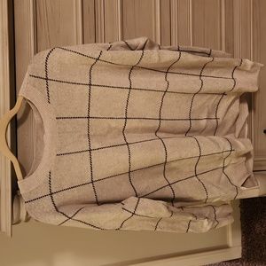 Loft XL tan with blue window pane sweater